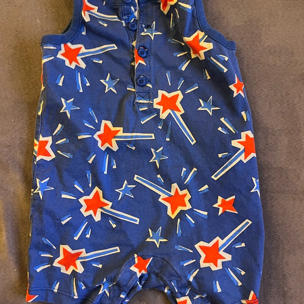 Hanna Andersson Blue and Red Star Print Kids One Piece